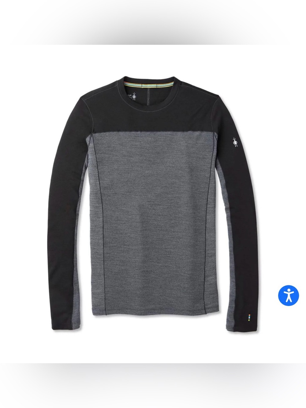 Smartwool Men's Long-Sleeve Crewneck Colorblock Shirt - Black & Gray